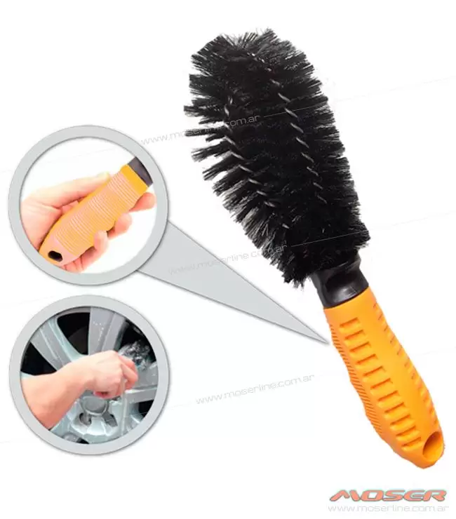 Cepillo limpiador de neumáticos para llantas de automóvil, cepillo de  limpieza de cerdas suaves, cepillo de lavado de neumáticos y liberación de