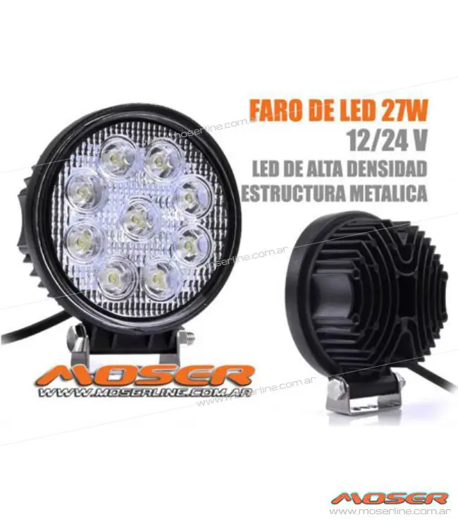 Faros LED 4×4 27w redondo PRECIO UNIDAD – Accesorios y Recambios  Todoterreno 4×4