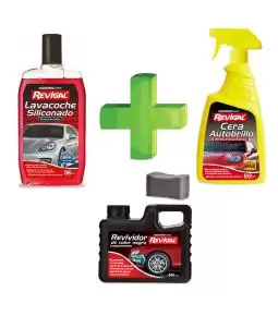 Kit De Lavado Auto Revigal Shampoo + Cera Brillo + Revividor Negro